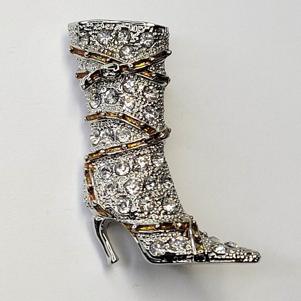 Silver Boots Brooch Pin